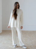 Solid Color Knitted Turtleneck Split Sweater Set