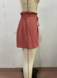 Women's Solid Color Frenulum Elastic Waist Shorts Pants