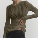 Long Sleeves and Round Neck Breathable Knit Sweater