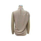 Solid Color Mid-collar Women's Tops