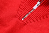 Zipper Turndown Neck Knitted Sweater