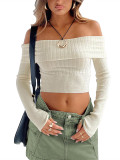 Off-Shoulder Long Sleeve Knit Sweater