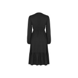 Solid Button Front A-line Dress