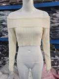 Off-Shoulder Long Sleeve Knit Sweater