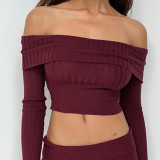 Off-Shoulder Long Sleeve Knit Sweater