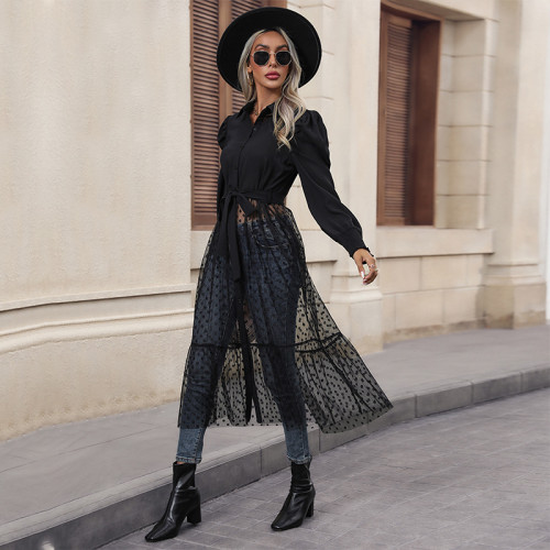 Women's Solid Color Elegant Mid Shirt Dress