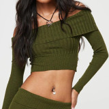 Off-Shoulder Long Sleeve Knit Sweater