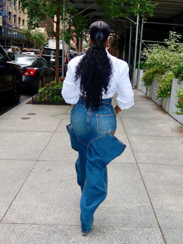 Fashionable Long Pants Stretchy Western-style Jeans