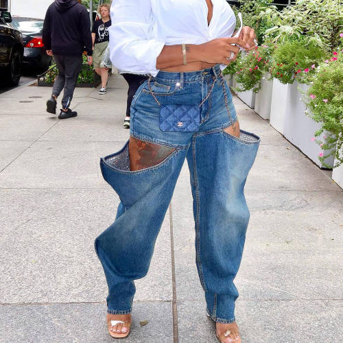 Fashionable Long Pants Stretchy Western-style Jeans