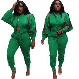 Women 2 Piece Outfits Tracksuit Sexy Hollow Casual Suit Fashion Summer Long Sleeve Two Piece Suit