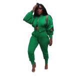 Women 2 Piece Outfits Tracksuit Sexy Hollow Casual Suit Fashion Summer Long Sleeve Two Piece Suit