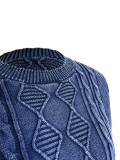 Casual Solid Patchwork O Neck Long Sleeve Two Pieces Knitted Diamond Twist Pullover Sweater Set
