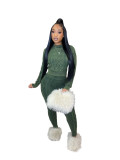 Casual Solid Patchwork O Neck Long Sleeve Two Pieces Knitted Diamond Twist Pullover Sweater Set