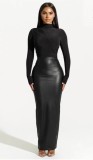 Solid Color Zipper PU Bottoms