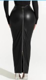 Solid Color Zipper PU Bottoms