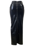 Solid Color Zipper PU Bottoms