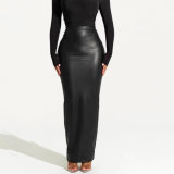 Solid Color Zipper PU Bottoms