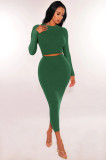 Women Knit Set Long Sleeve Skinny Solid Outfits 2023 Autumn Office Sexy 2 Two Piece Skirt Suit