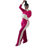 Patchwork Long Sleeve Fitted Trouser Sets