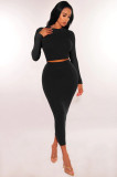 Women Knit Set Long Sleeve Skinny Solid Outfits 2023 Autumn Office Sexy 2 Two Piece Skirt Suit