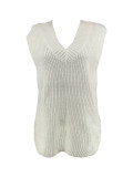 Women's V-Neck Knitted Sweater Vest Sleeveless Pullover Solid Color