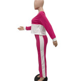 Patchwork Long Sleeve Fitted Trouser Sets