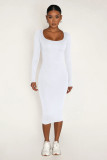 Slim-Fit Round Neck Hip-Hugging Dress