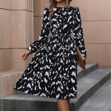 Allover Print Twist Front Tie Back Dress