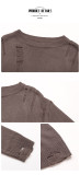 Solid Color O Neck Hollow Pullover Sweater