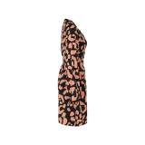 Allover Print Knot Side Wrap Dress