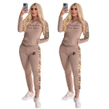 Fashion Embroidery Letter Sweatsuit Two Piece Set