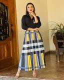 Simple Fashion Single-breasted Hot Drilling Shirt + Long Skirt