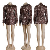 Casual Turndown Neck Printed Zipper Sweatsuit Jacket