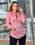 Casual Turndown Neck Printed Zipper Sweatsuit Jacket