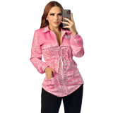 Casual Turndown Neck Printed Zipper Sweatsuit Jacket