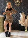 Fashion Round Neck Knitted Sweater Dress