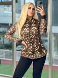 Casual Turndown Neck Printed Zipper Sweatsuit Jacket