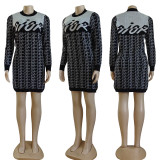 Fashion Round Neck Knitted Sweater Dress