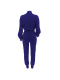 Solid Color Long Sleeve Hollow Out Pant Set