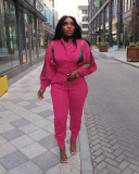 Solid Color Long Sleeve Hollow Out Pant Set
