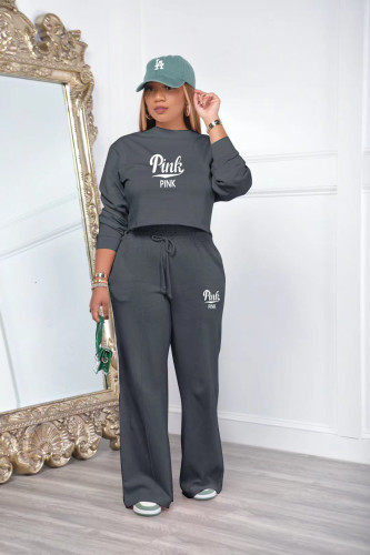 Women's Set Long Sleeve Printed Pullover Sweatshirt and Jogger Straight Pants 2023 Two 2 Piece Sets Outfit Tracksuit