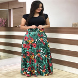 Fashion Women Long Maxi Dress Elegant Short Sleeve Dot Print Prom Dress Casual Evening Dress