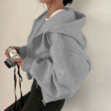 Ladies Autumn Winter Hoodie Coats Short Warm Jacket Casual Outerwear Tops