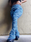 Colorful Striped Plush Furry Pile Pants