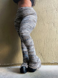 Colorful Striped Plush Furry Pile Pants