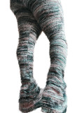 Colorful Striped Plush Furry Pile Pants
