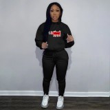 Winter Print Hooded Tracksuits Women Long Sleeve Sweatshirt + Jogger Pants Two Piece Sets Casual Matching 2pcs Outfits 2023