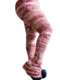 Colorful Striped Plush Furry Pile Pants