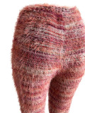 Colorful Striped Plush Furry Pile Pants