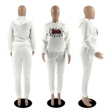 Winter Print Hooded Tracksuits Women Long Sleeve Sweatshirt + Jogger Pants Two Piece Sets Casual Matching 2pcs Outfits 2023